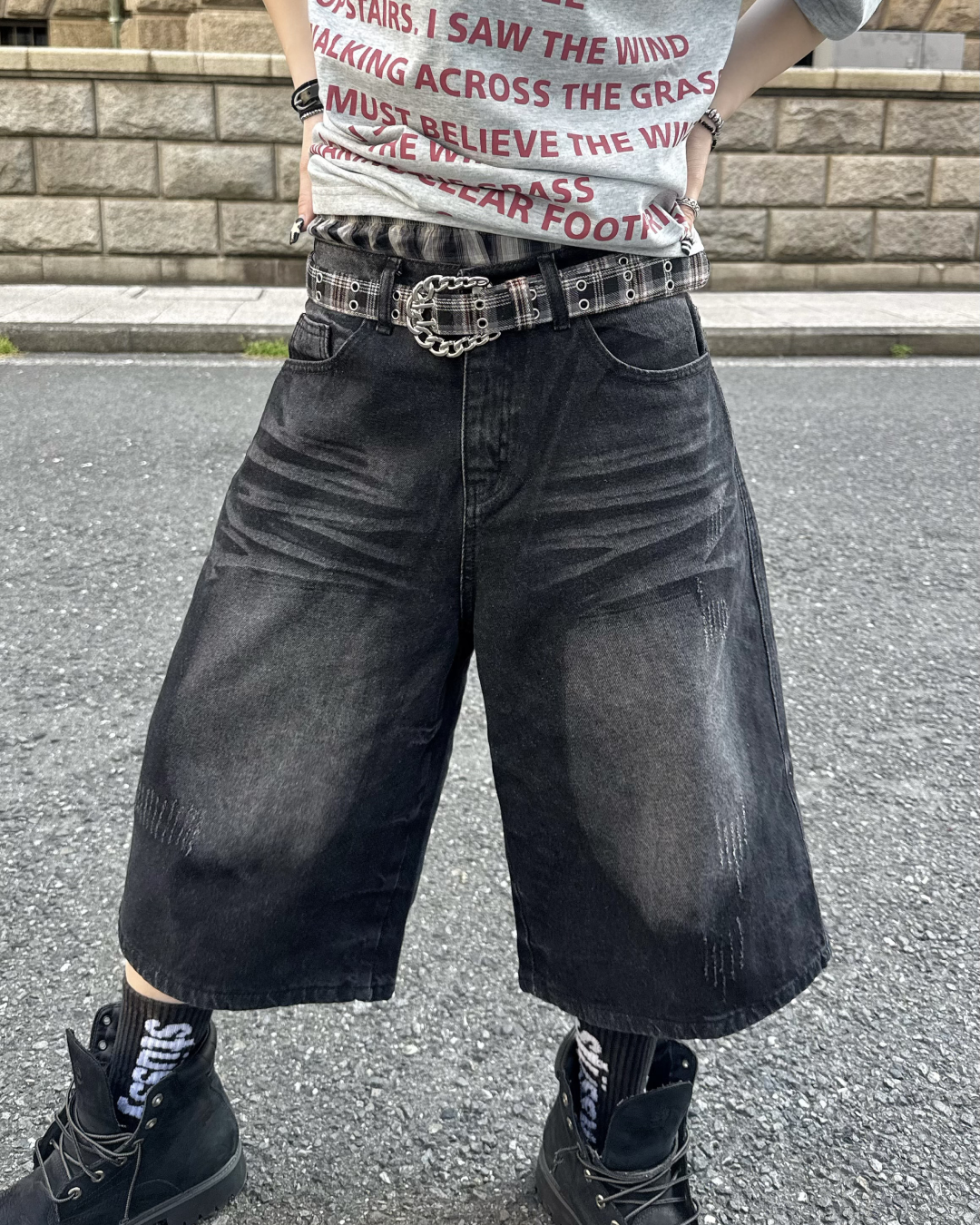 ウォッシュハーフデニムパンツ KM7153