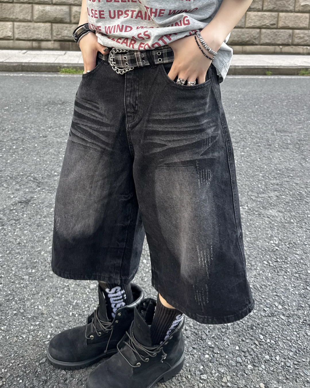 ウォッシュハーフデニムパンツ KM7153