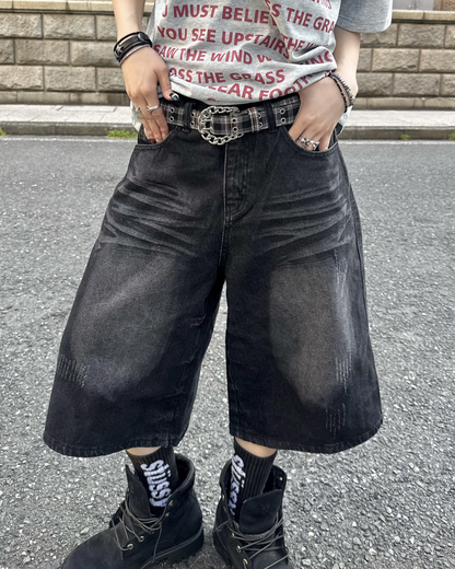 ウォッシュハーフデニムパンツ KM7153