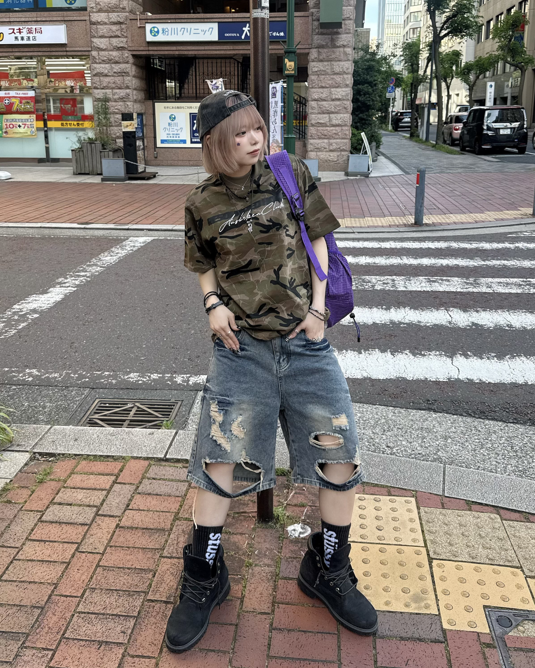ラウンドネック迷彩Tシャツ KM7166