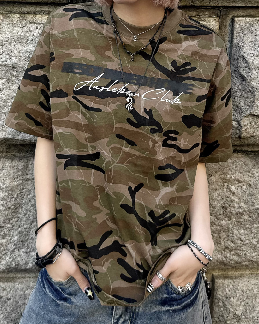 ラウンドネック迷彩Tシャツ KM7166