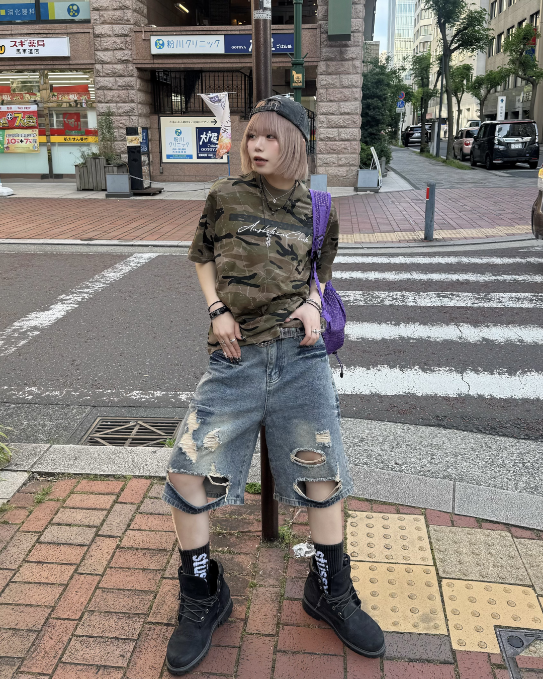 ラウンドネック迷彩Tシャツ KM7166