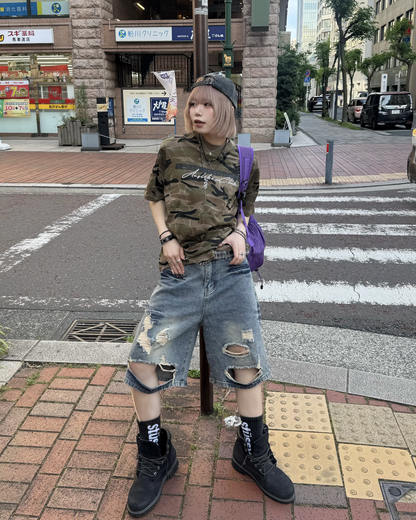 ラウンドネック迷彩Tシャツ KM7166