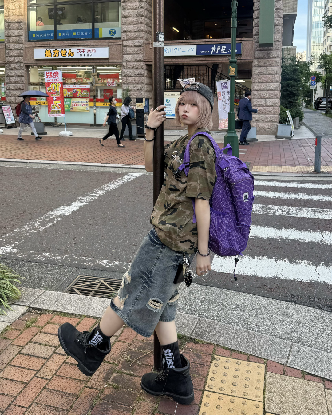 ラウンドネック迷彩Tシャツ KM7166