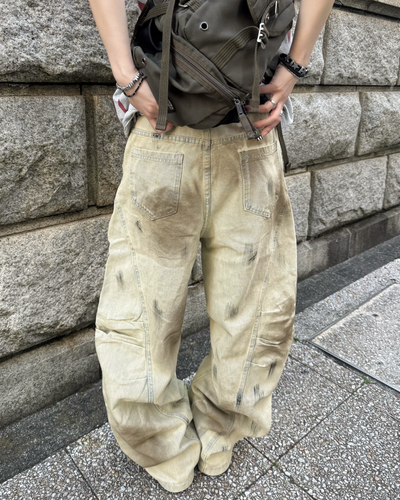 ダーティーウォッシュワイドパンツ KM7172