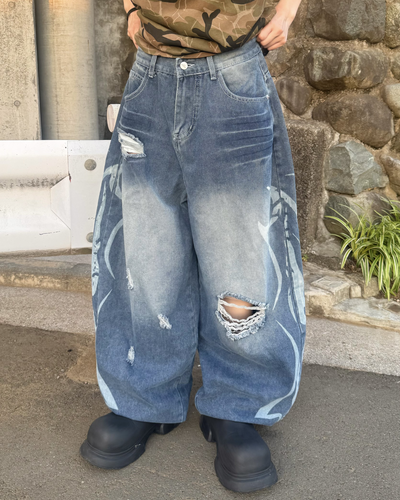 ダメージウォッシュデニムパンツ KM7174