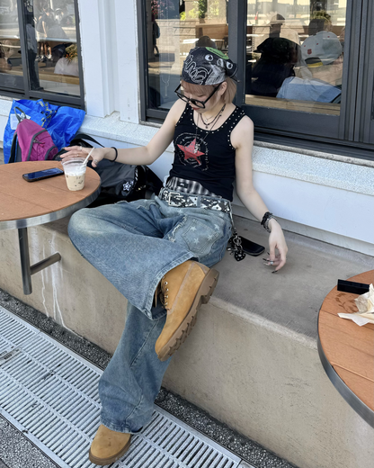 スターウォッシュワイドレッグパンツ KM7175