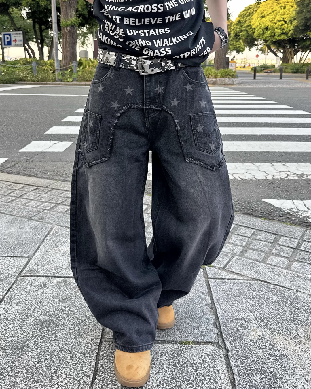 スターウォッシュワイドレッグパンツ KM7175