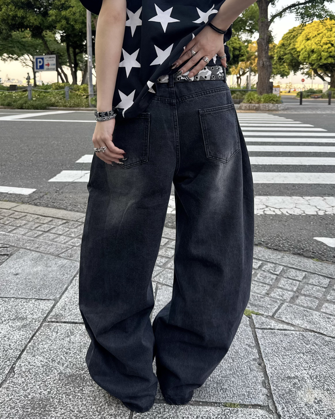スターウォッシュワイドレッグパンツ KM7175