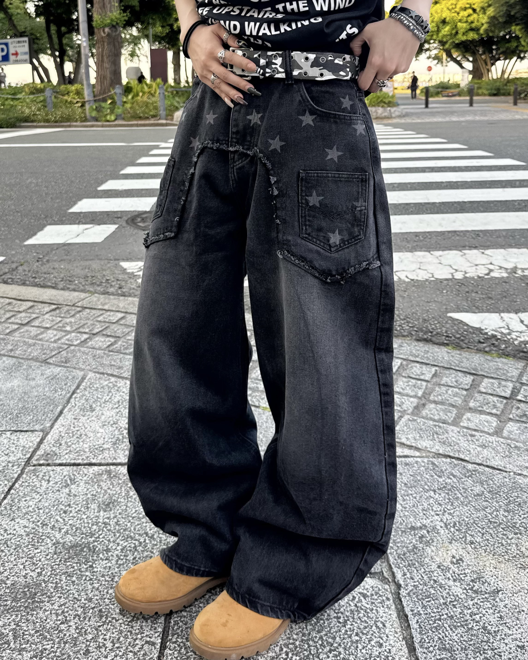 スターウォッシュワイドレッグパンツ KM7175