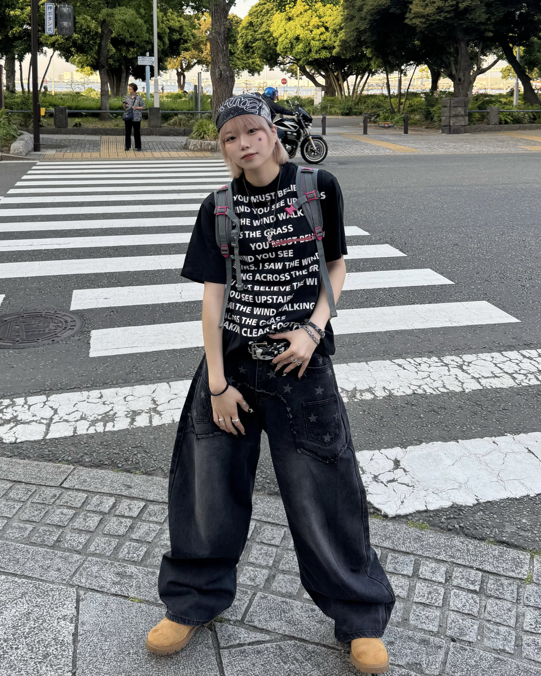 スターウォッシュワイドレッグパンツ KM7175