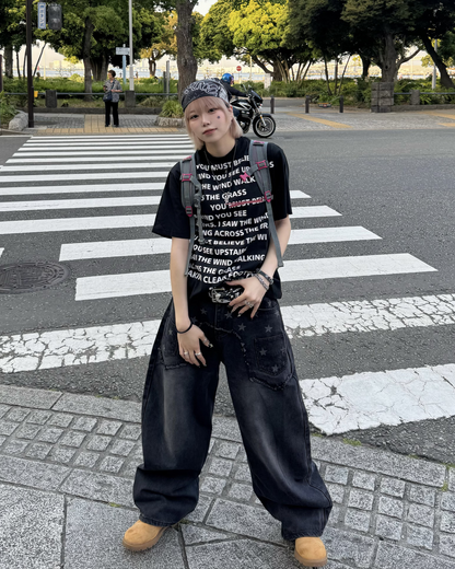 スターウォッシュワイドレッグパンツ KM7175