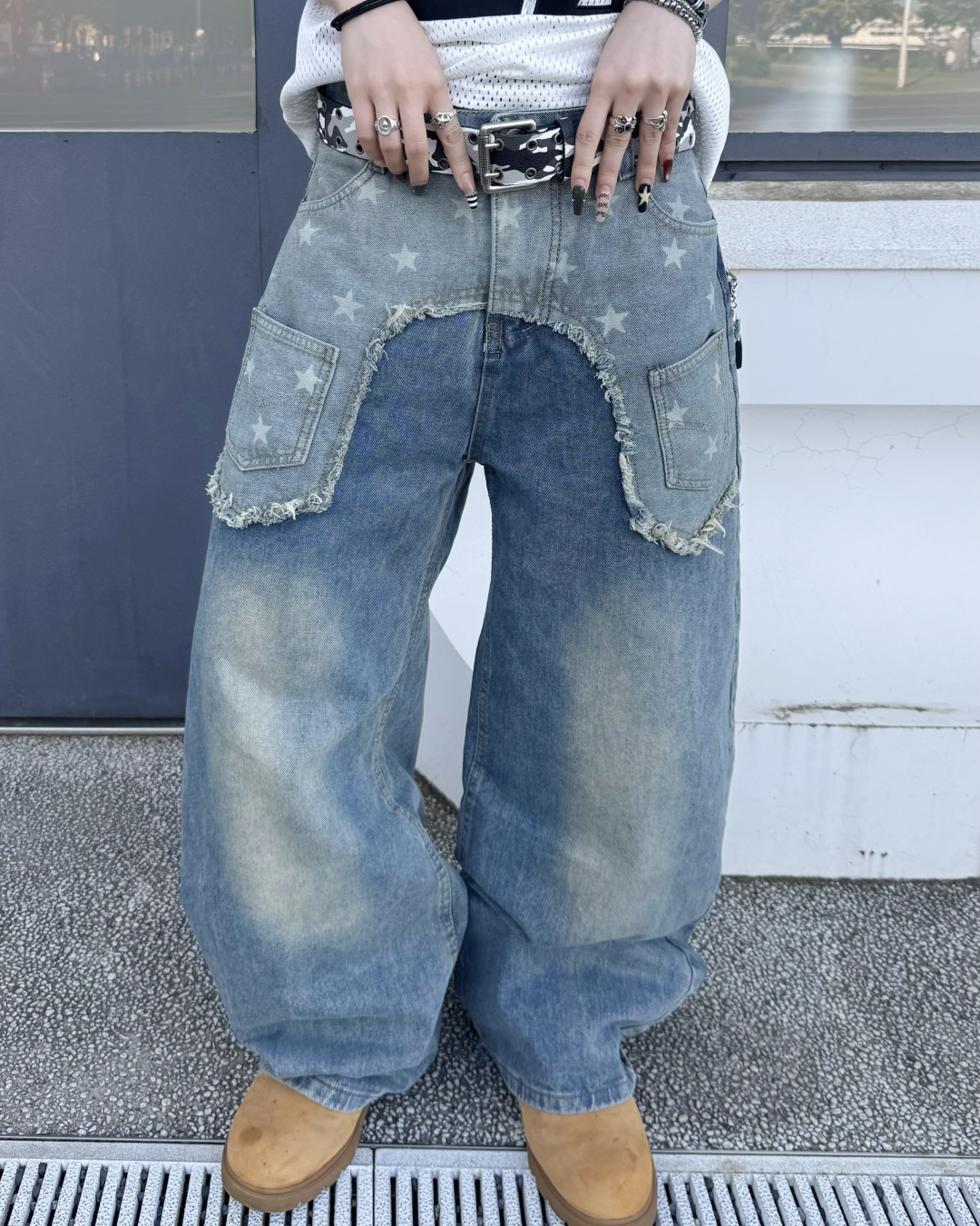 スターウォッシュワイドレッグパンツ KM7175