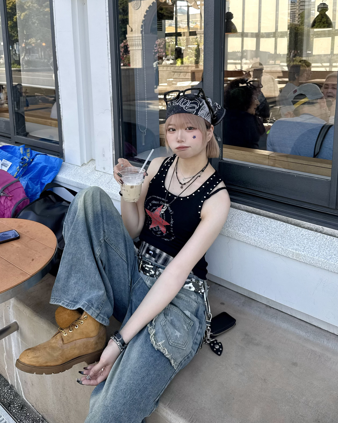 スターウォッシュワイドレッグパンツ KM7175