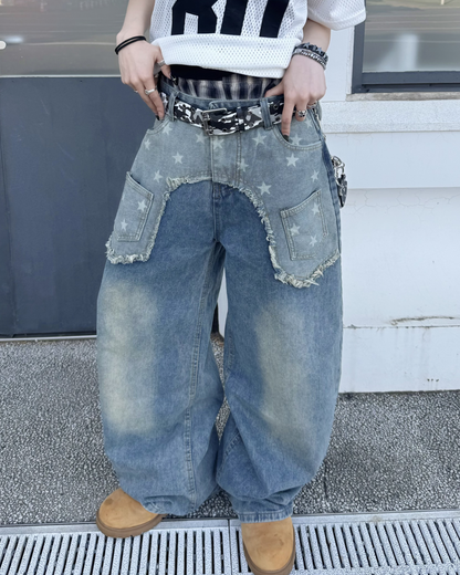 スターウォッシュワイドレッグパンツ KM7175