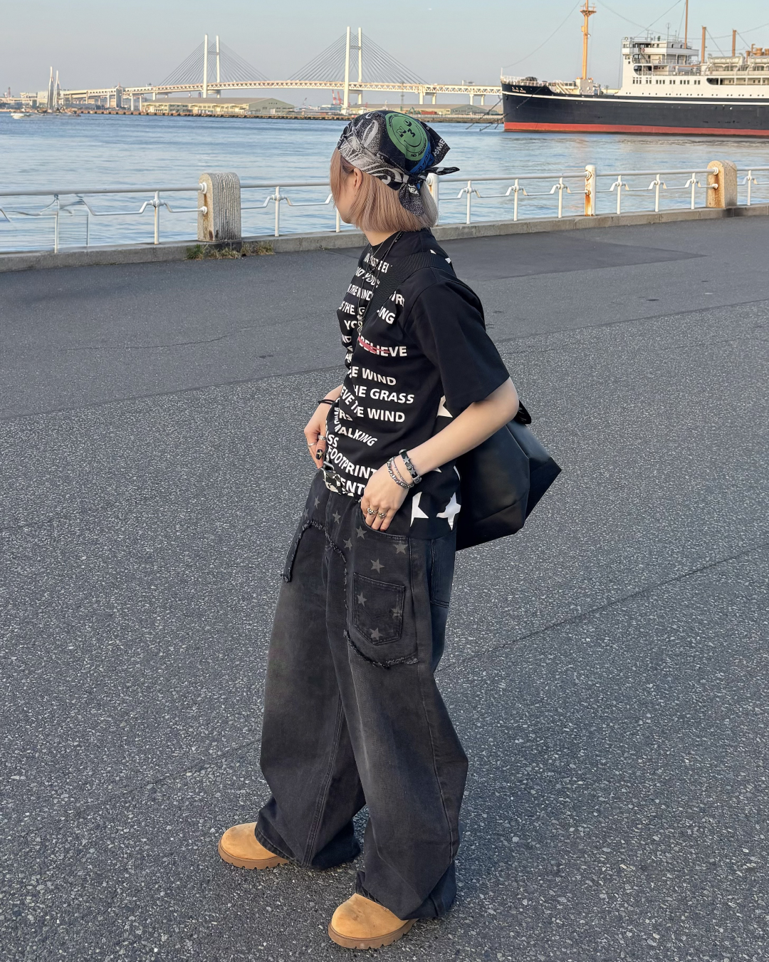 スターウォッシュワイドレッグパンツ KM7175