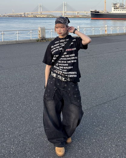 スターウォッシュワイドレッグパンツ KM7175