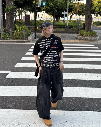 スターウォッシュワイドレッグパンツ KM7175