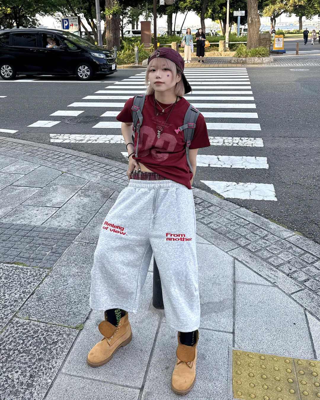 チェックレイヤードスウェットパンツ KM7178