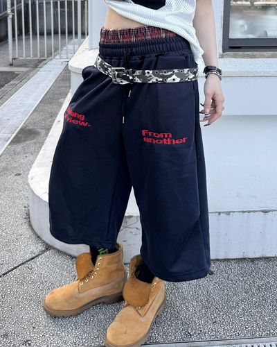 チェックレイヤードスウェットパンツ KM7178