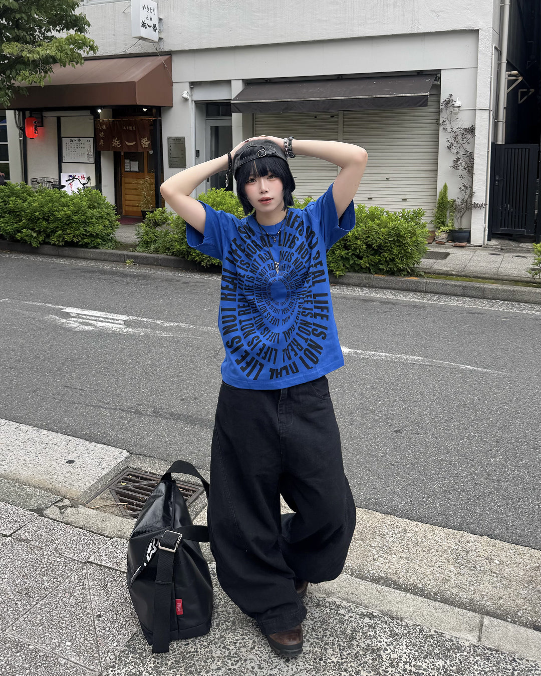サークルグラフィックプリントTシャツ KM7188