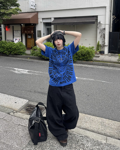 サークルグラフィックプリントTシャツ KM7188