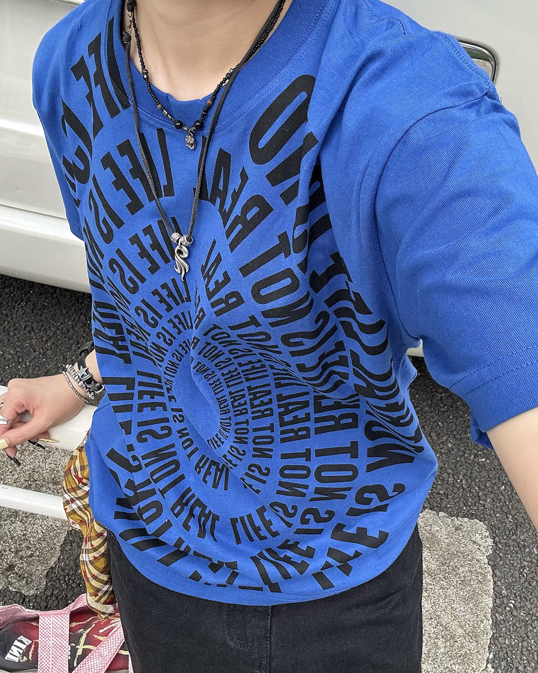 サークルグラフィックプリントTシャツ KM7188