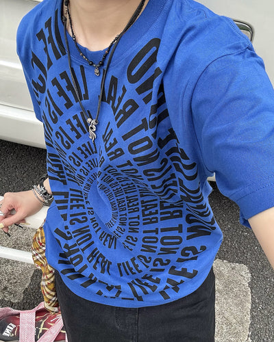 サークルグラフィックプリントTシャツ KM7188
