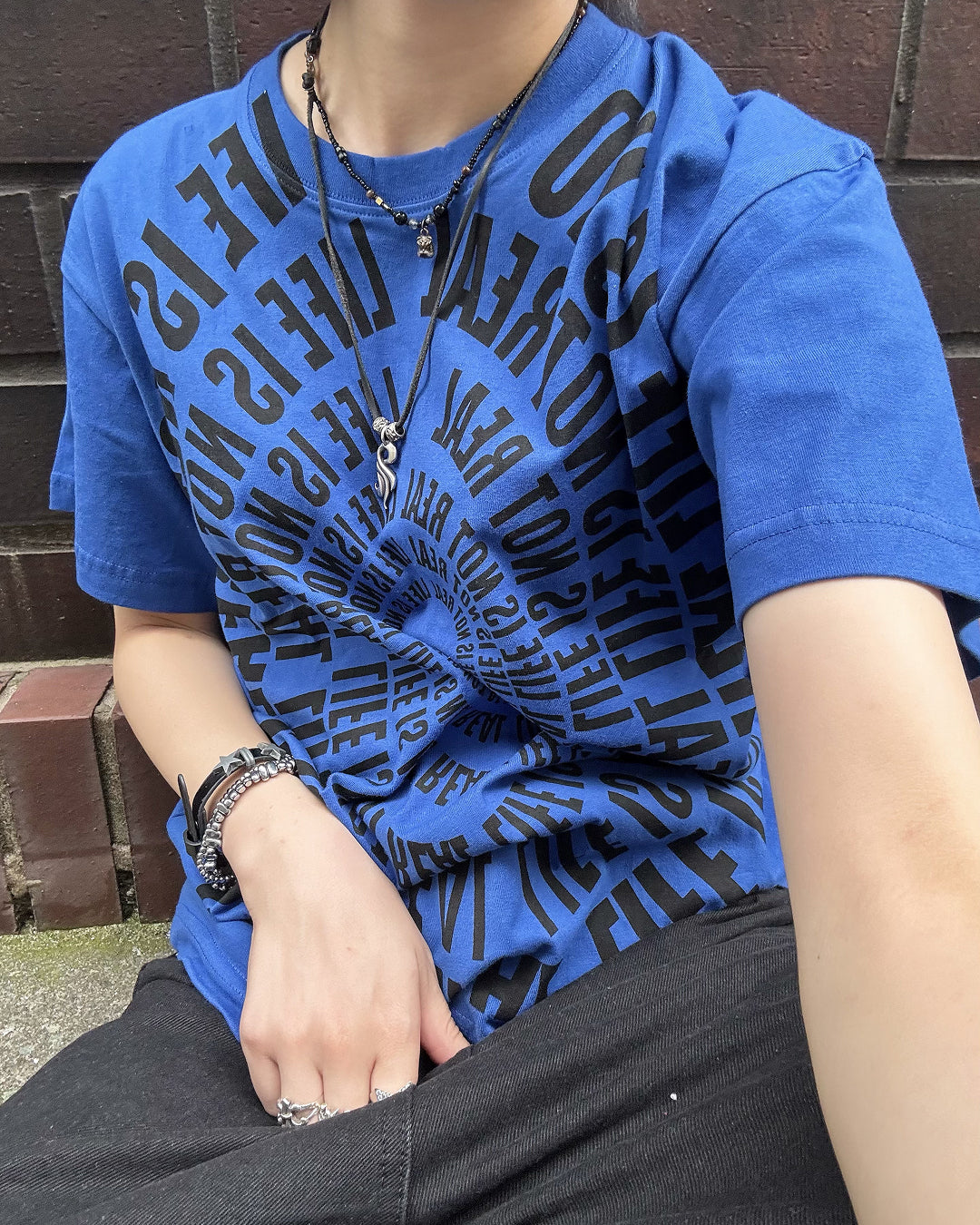サークルグラフィックプリントTシャツ KM7188