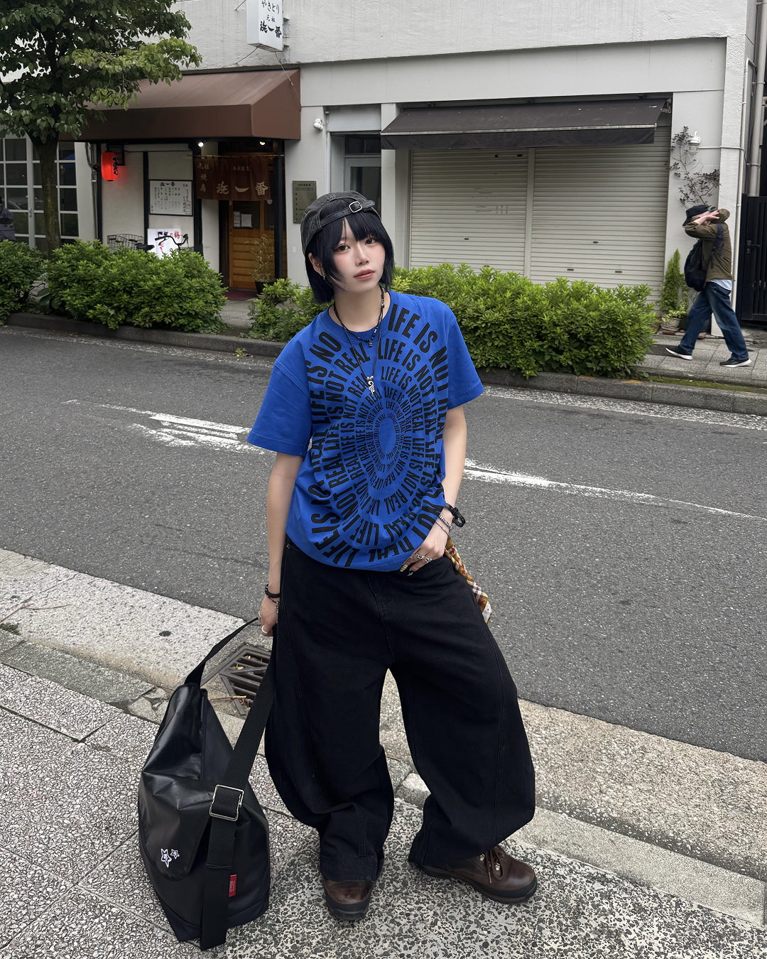 サークルグラフィックプリントTシャツ KM7188