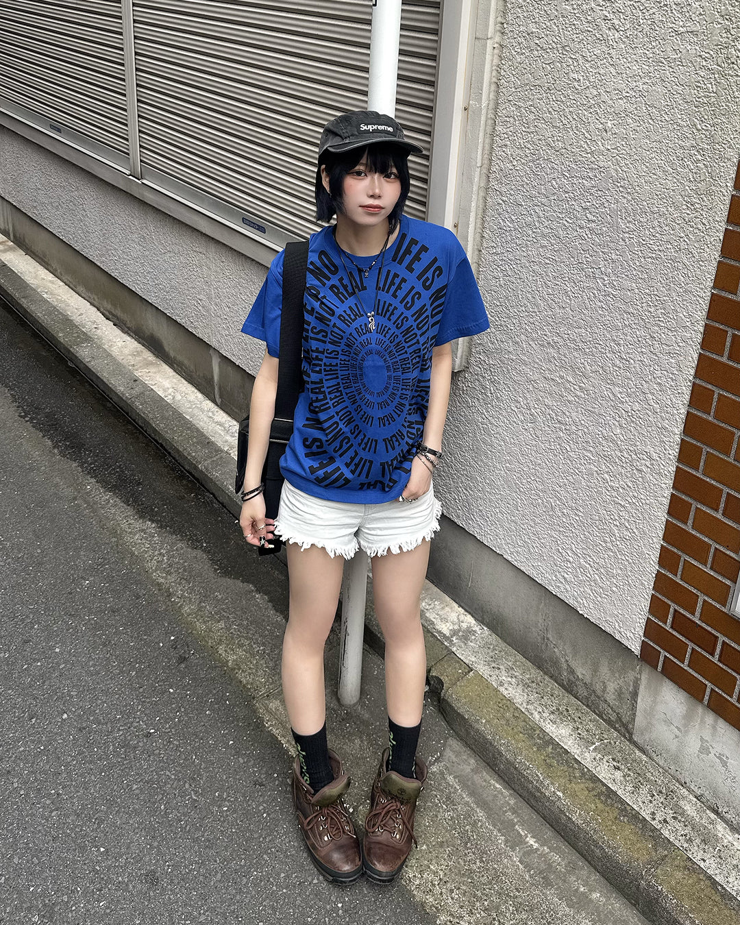 サークルグラフィックプリントTシャツ KM7188