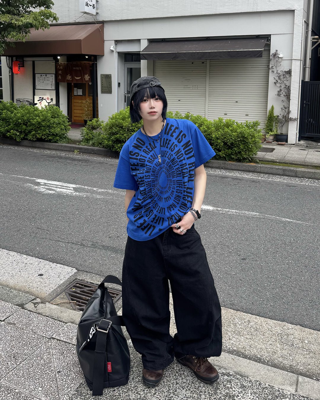 サークルグラフィックプリントTシャツ KM7188