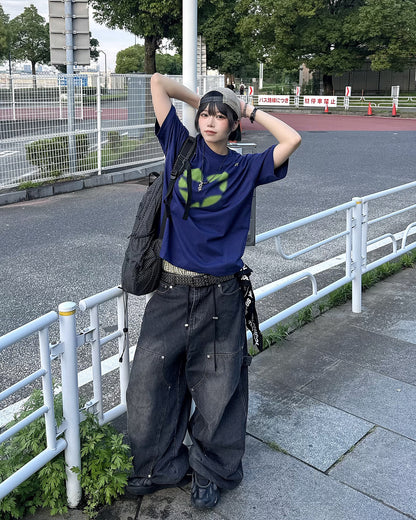 スプレープリントハートロゴ オーバーサイズTシャツ KM7189