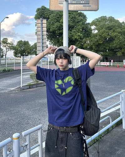 スプレープリントハートロゴ オーバーサイズTシャツ KM7189