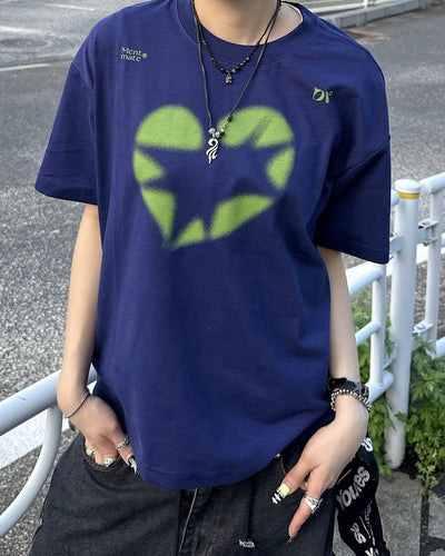 スプレープリントハートロゴ オーバーサイズTシャツ KM7189