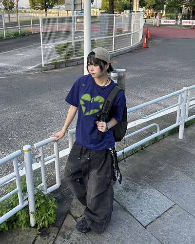 スプレープリントハートロゴ オーバーサイズTシャツ KM7189