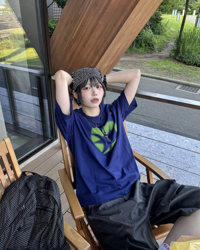 スプレープリントハートロゴ オーバーサイズTシャツ KM7189