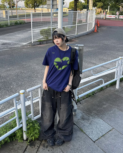 スプレープリントハートロゴ オーバーサイズTシャツ KM7189