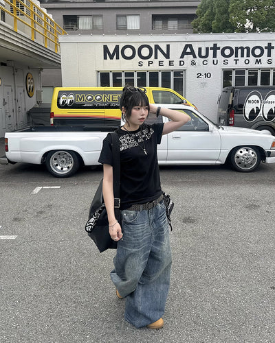 ヴィンテージフォントレタープリントTシャツ KM7194