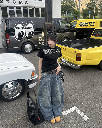 ヴィンテージフォントレタープリントTシャツ KM7194