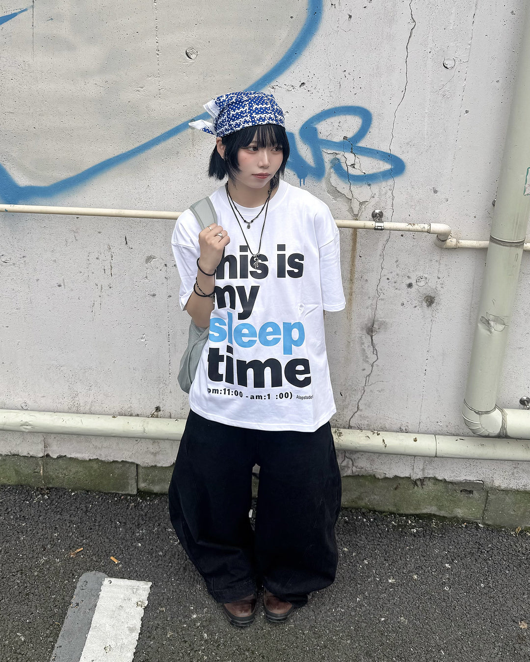 メッセージグラフィックオーバーサイズTシャツ KM7195