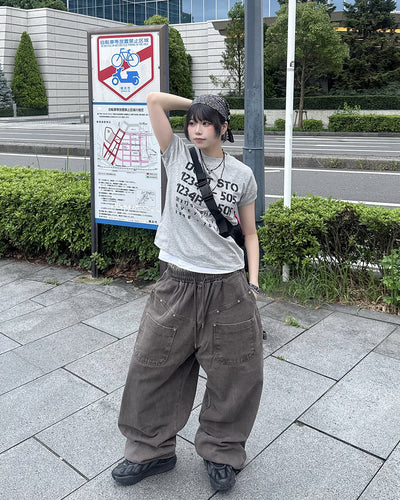 ヴィンテージステンシルロゴプリントTシャツ KM7213