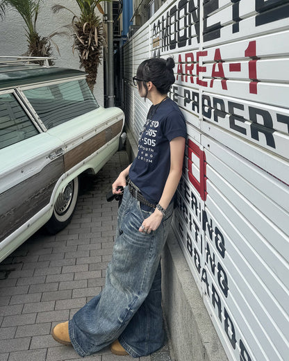 ヴィンテージステンシルロゴプリントTシャツ KM7213