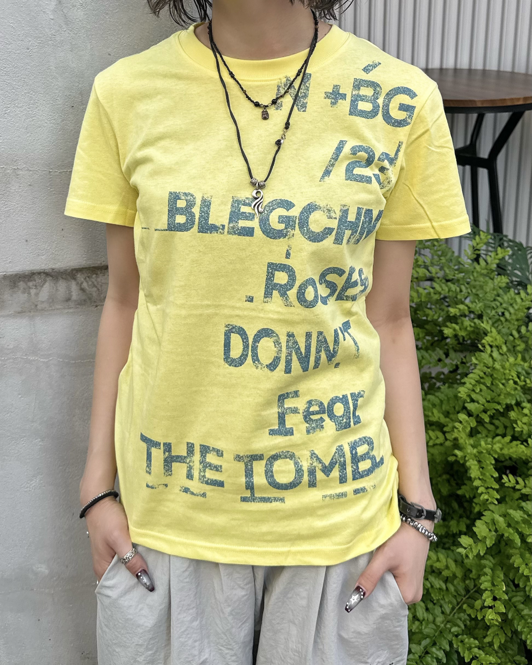 レトロレタープリントラウンドネックTシャツ KM7236