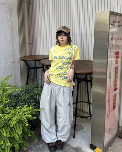 レトロレタープリントラウンドネックTシャツ KM7236