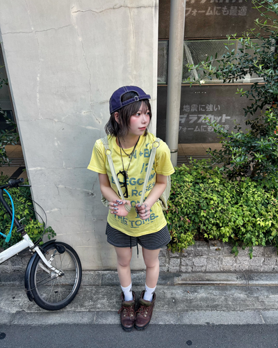 レトロレタープリントラウンドネックTシャツ KM7236