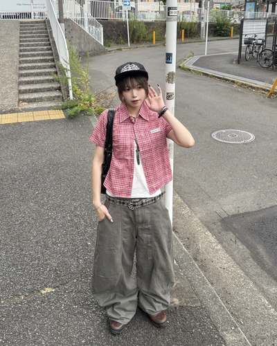 チェックショートシャツ KM7238