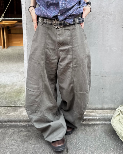 グリーンワイドレッグパンツ KM7286