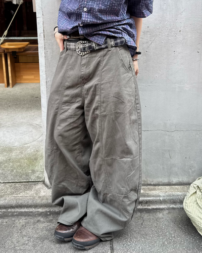 グリーンワイドレッグパンツ KM7286
