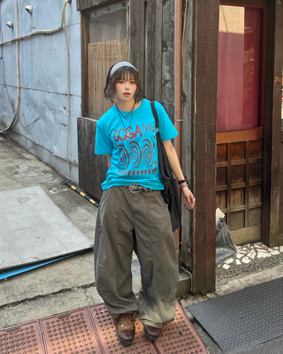グリーンワイドレッグパンツ KM7286